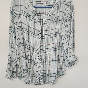 Croft & Barrow Womens Casual Plaid Button-Up Blouse Saze M